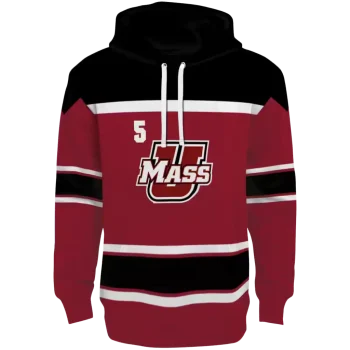 customized umass minutemen striped pattern red hoodie best selling