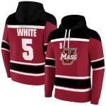 customized umass minutemen striped pattern red hoodie best selling