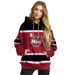 customized umass minutemen striped pattern red hoodie best selling