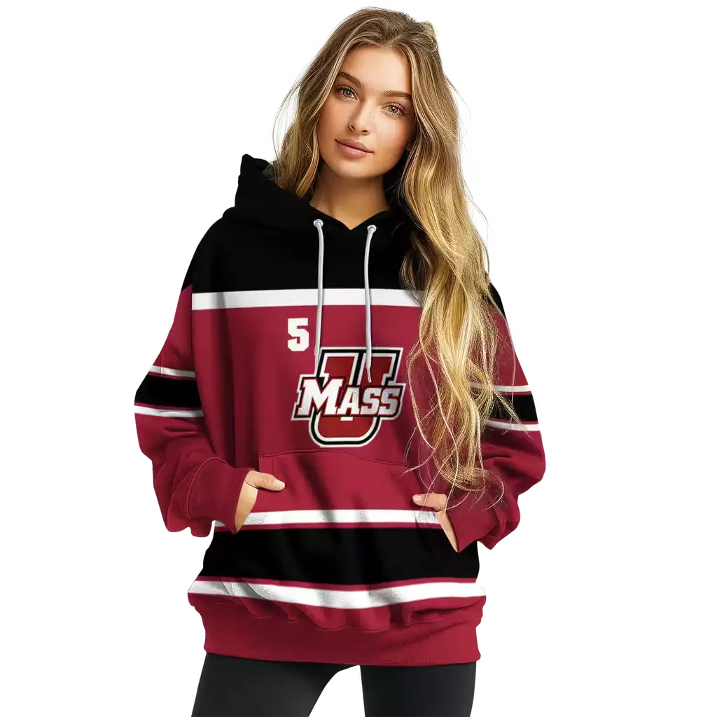 customized umass minutemen striped pattern red hoodie high quality customized umass minutemen striped pattern red hoodie high quality