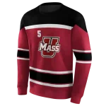 customized umass minutemen striped pattern red hoodie best selling