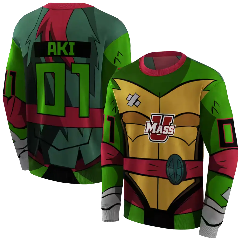 customized umass minutemen superhero armor red green hoodie premium grade customized umass minutemen superhero armor red green hoodie premium grade