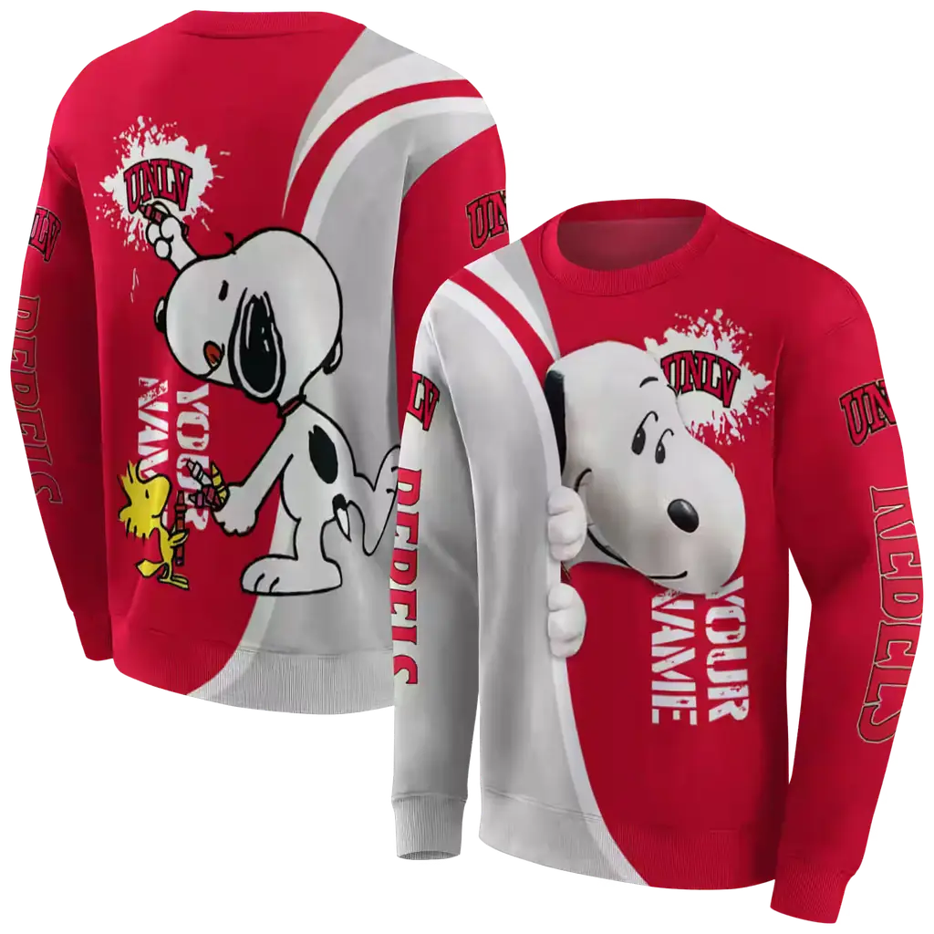 customized unlv rebels peeking snoopy red hoodie premium grade customized unlv rebels peeking snoopy red hoodie premium grade