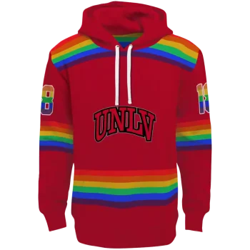 customized unlv rebels rainbow stripes red hoodie best selling