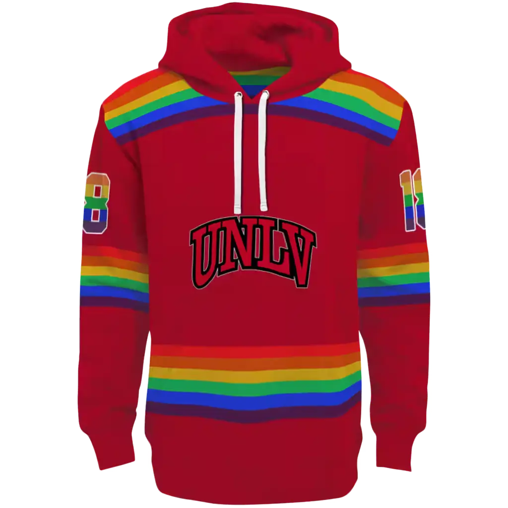 customized unlv rebels rainbow stripes red hoodie best selling customized unlv rebels rainbow stripes red hoodie best selling