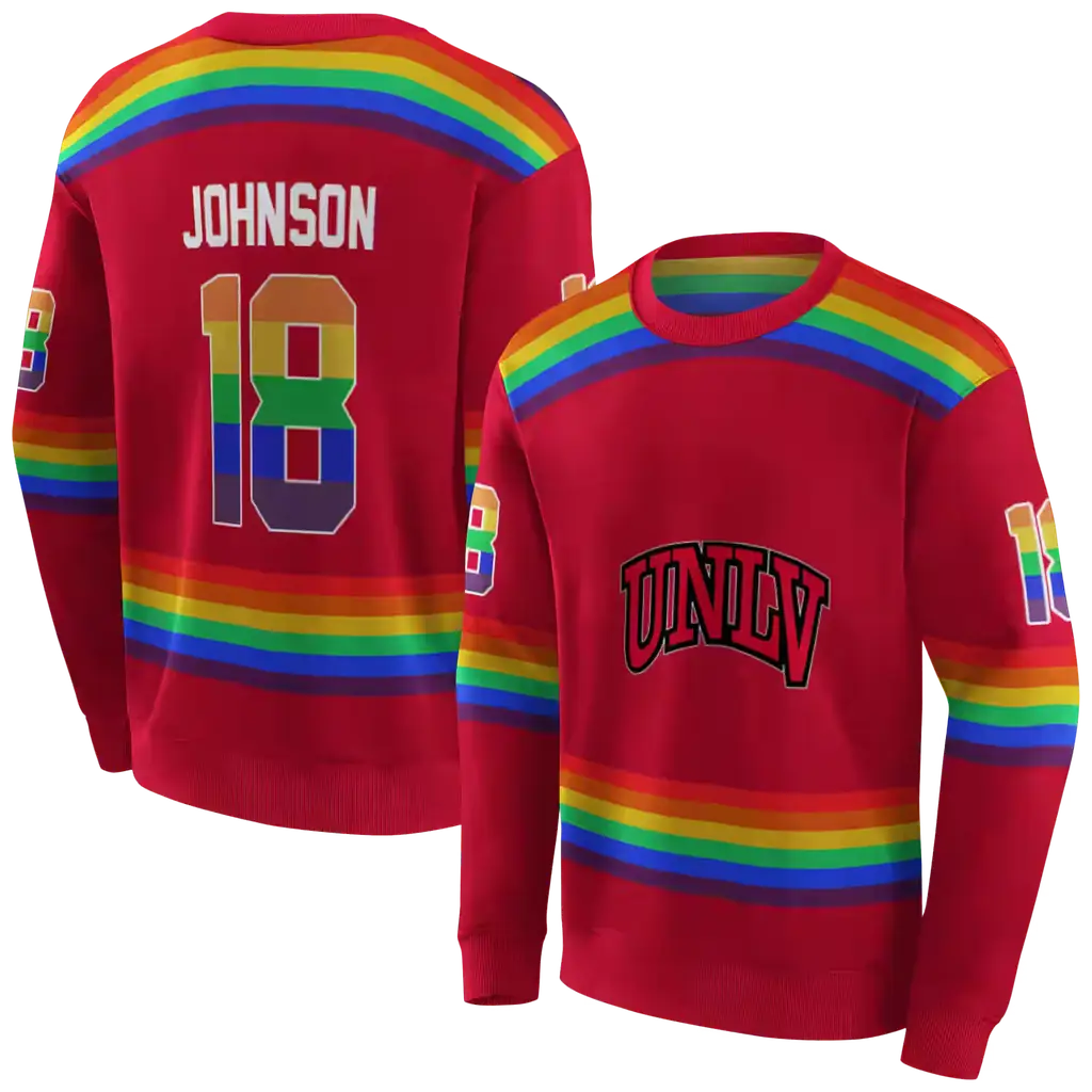 customized unlv rebels rainbow stripes red hoodie premium grade customized unlv rebels rainbow stripes red hoodie premium grade