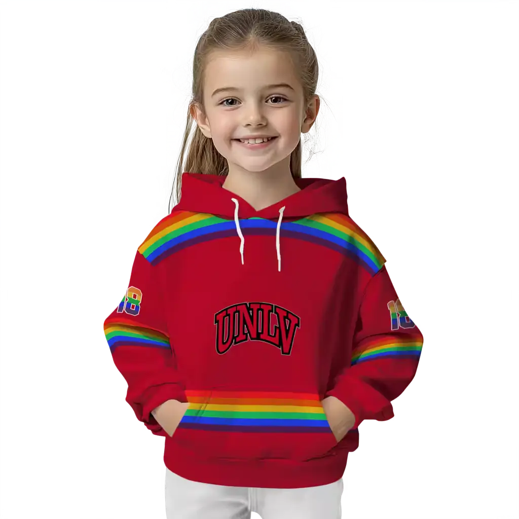 customized unlv rebels rainbow stripes red hoodie top rated customized unlv rebels rainbow stripes red hoodie top rated