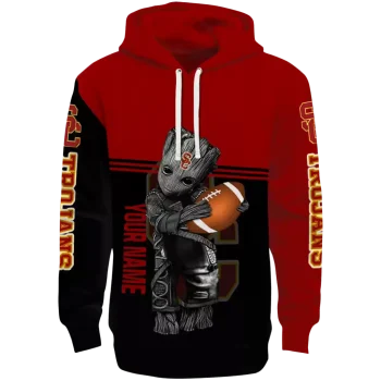 customized usc trojans baby groot red black hoodie best selling