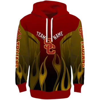 customized usc trojans flame design red hoodie best selling