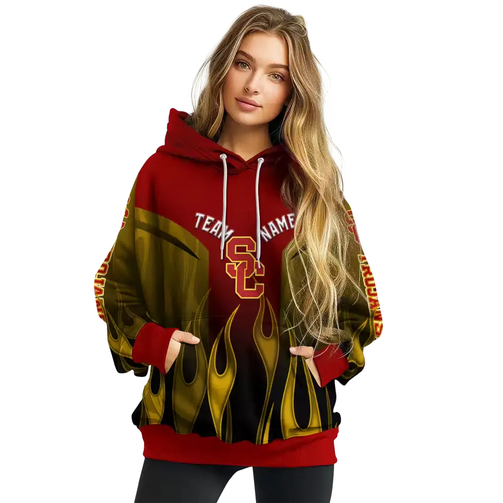 customized usc trojans flame design red hoodie high quality customized usc trojans flame design red hoodie high quality
