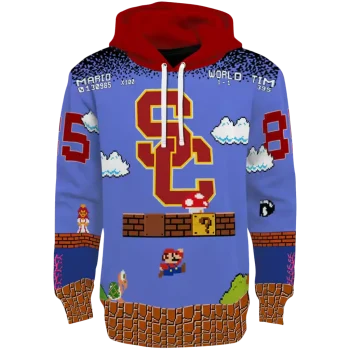 customized usc trojans mario blue black hoodie best selling