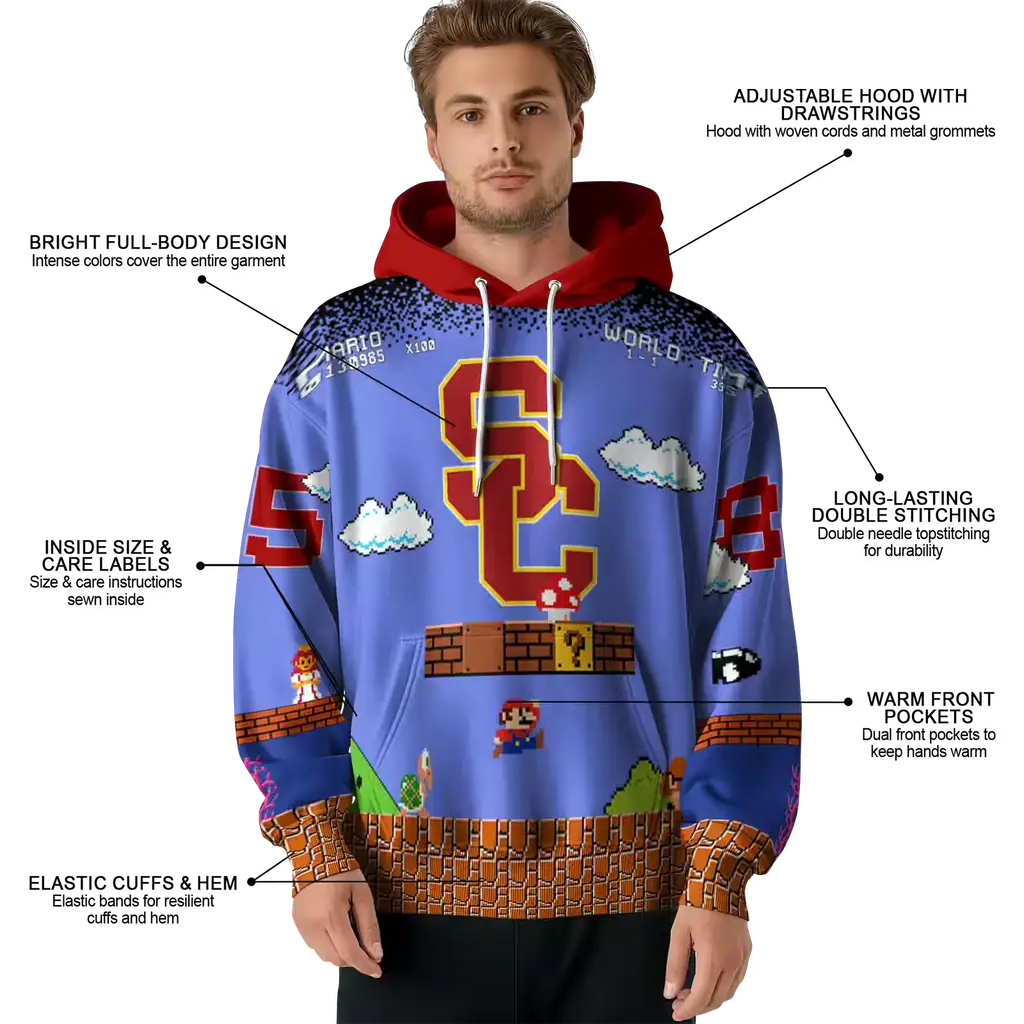 customized usc trojans mario blue black hoodie latest model customized usc trojans mario blue black hoodie latest model