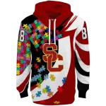 customized usc trojans puzzle pieces red hoodie best selling