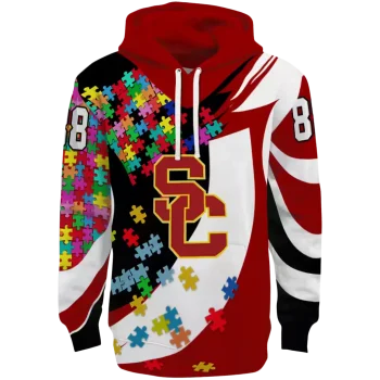 customized usc trojans puzzle pieces red hoodie best selling