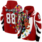 customized usc trojans puzzle pieces red hoodie best selling