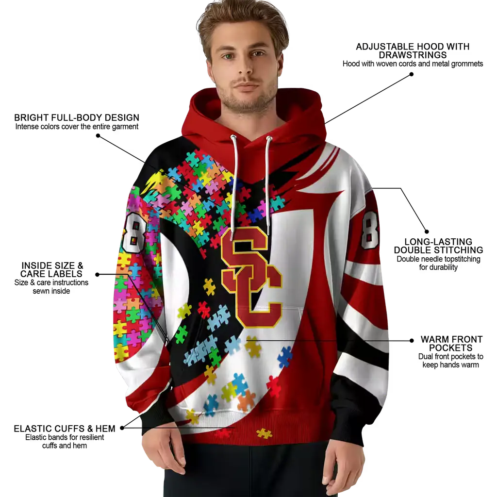 customized usc trojans puzzle pieces red hoodie latest model customized usc trojans puzzle pieces red hoodie latest model