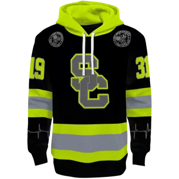customized usc trojans safety motif black neon green hoodie best selling