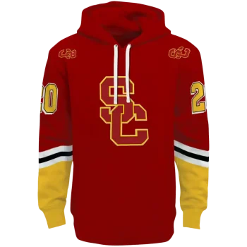 customized usc trojans striped sleeves red hoodie best selling