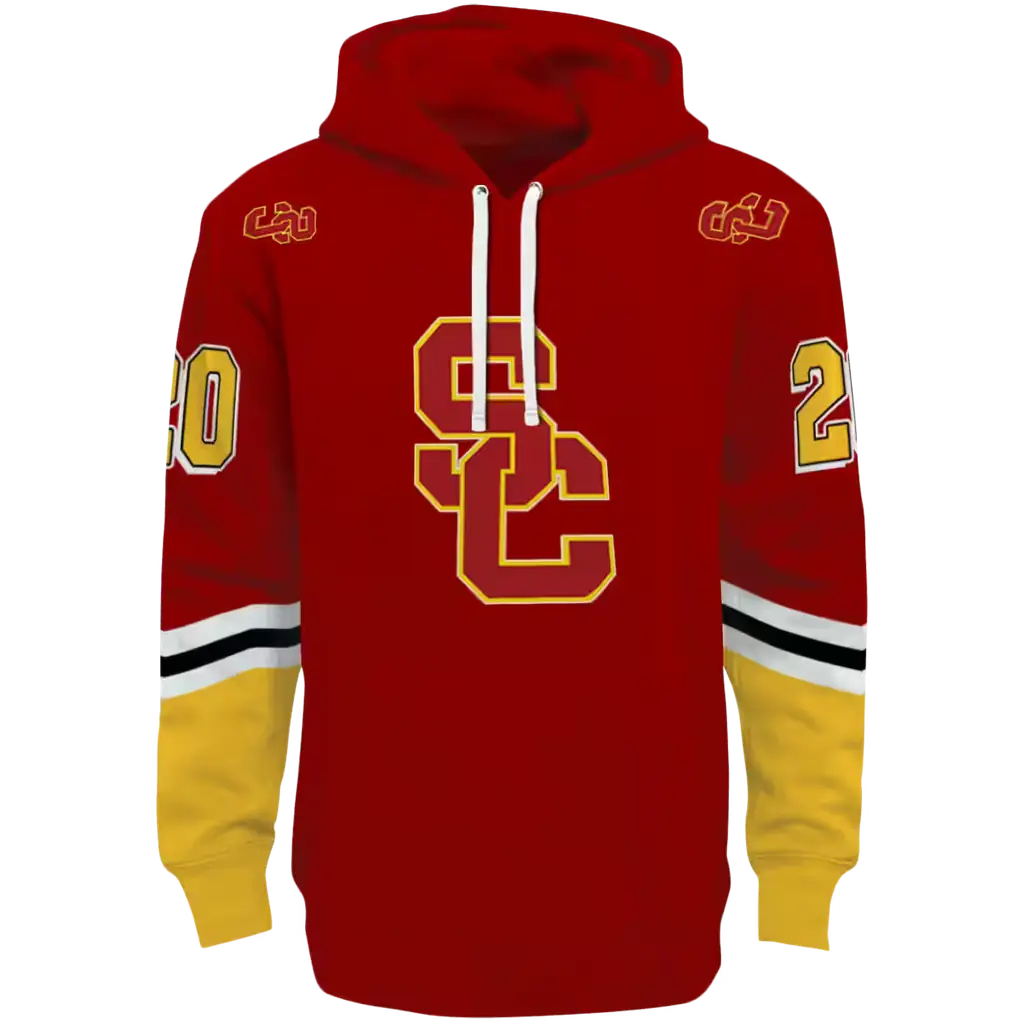 customized usc trojans striped sleeves red hoodie best selling customized usc trojans striped sleeves red hoodie best selling