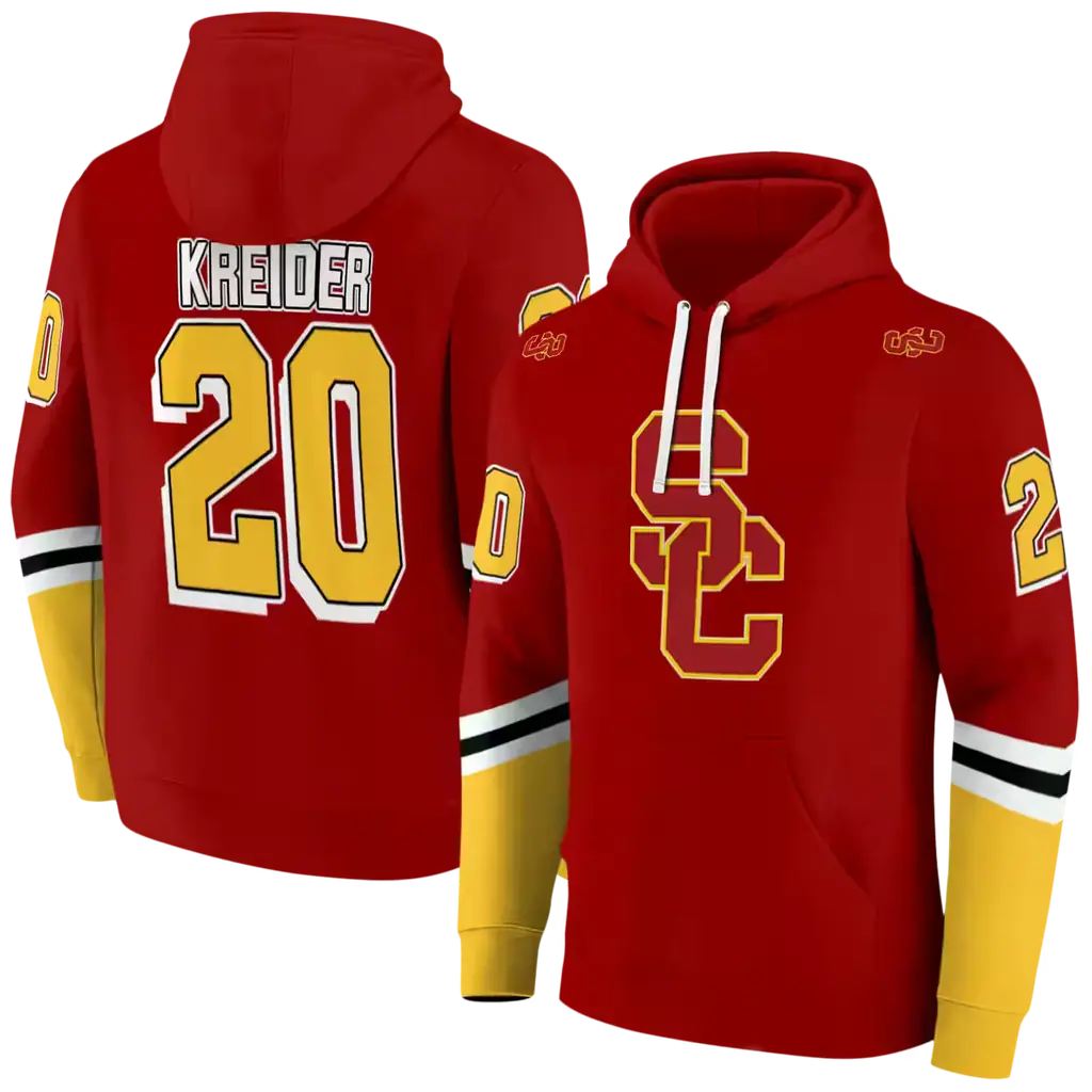 customized usc trojans striped sleeves red hoodie fashion forward customized usc trojans striped sleeves red hoodie fashion forward