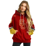 customized usc trojans striped sleeves red hoodie best selling
