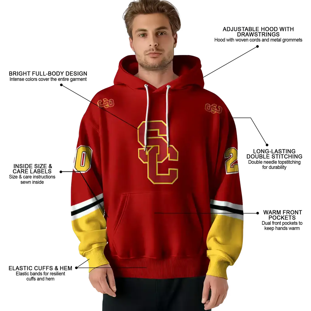 customized usc trojans striped sleeves red hoodie latest model customized usc trojans striped sleeves red hoodie latest model