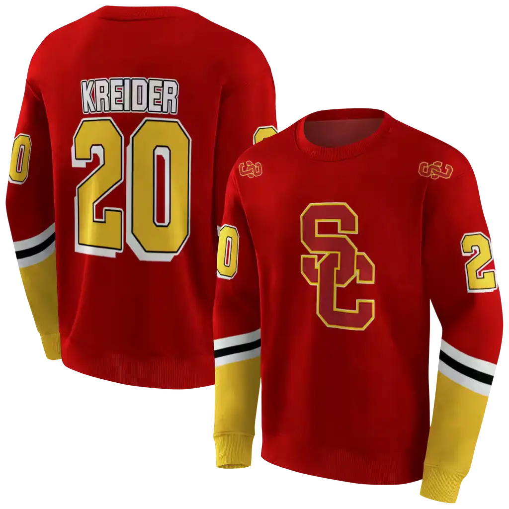 customized usc trojans striped sleeves red hoodie premium grade customized usc trojans striped sleeves red hoodie premium grade