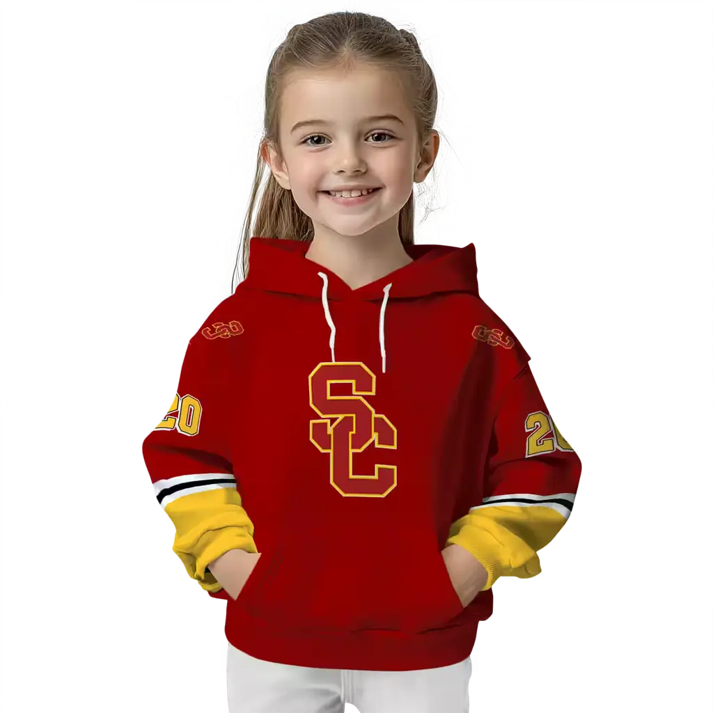 customized usc trojans striped sleeves red hoodie top rated customized usc trojans striped sleeves red hoodie top rated