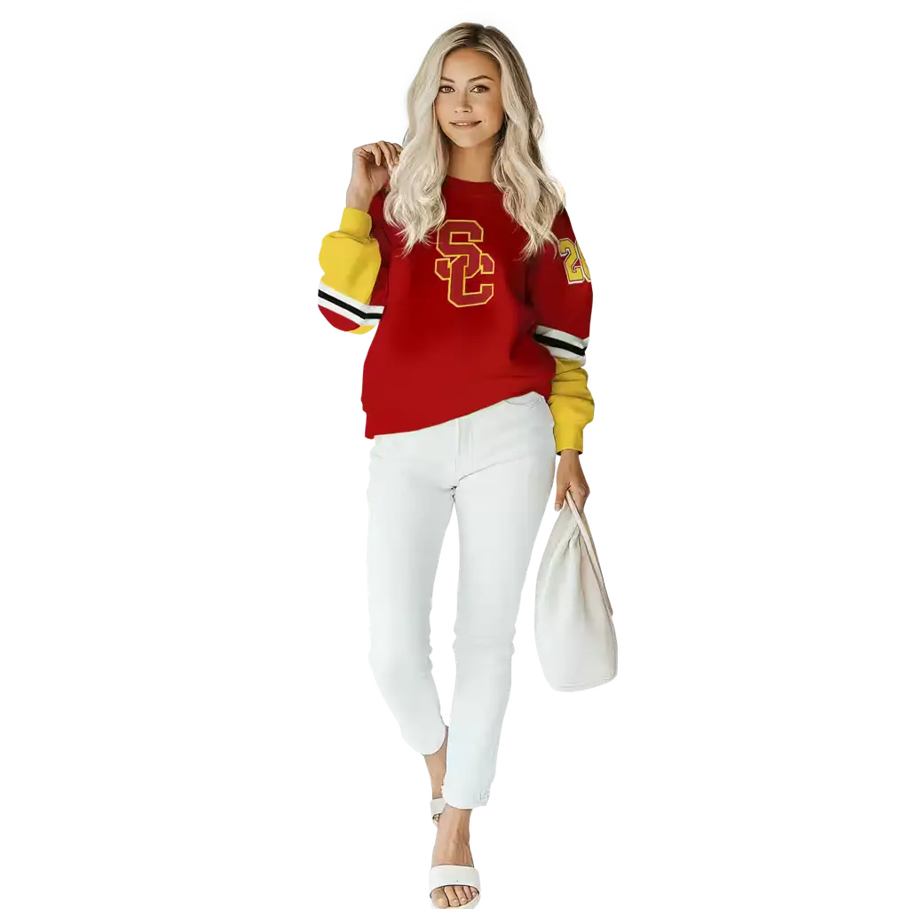 customized usc trojans striped sleeves red hoodie trendy customized usc trojans striped sleeves red hoodie trendy