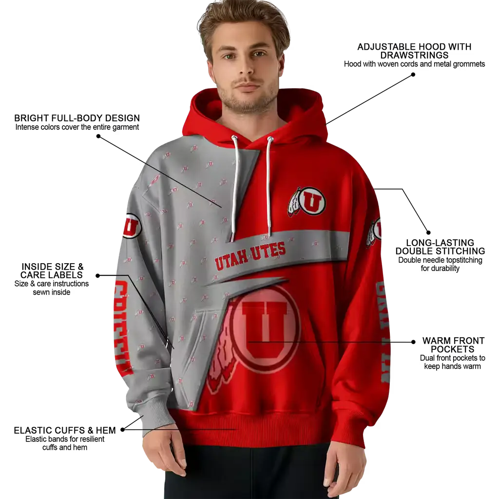 customized utah utes abstract shape red hoodie latest model customized utah utes abstract shape red hoodie latest model