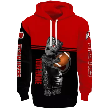 customized utah utes baby groot red black hoodie best selling