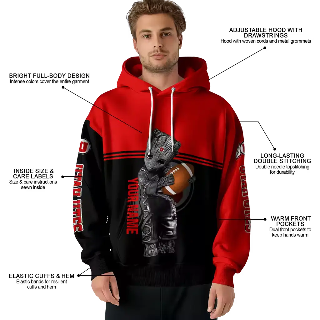 customized utah utes baby groot red black hoodie latest model customized utah utes baby groot red black hoodie latest model