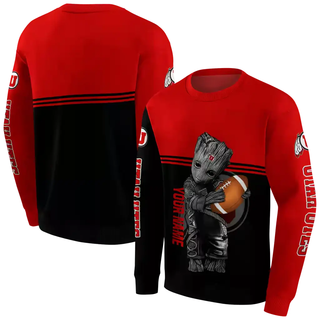 customized utah utes baby groot red black hoodie premium grade customized utah utes baby groot red black hoodie premium grade