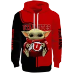 customized utah utes baby yoda red black hoodie best selling