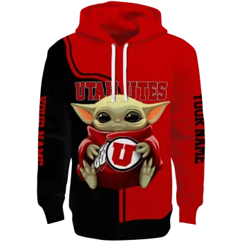 customized utah utes baby yoda red black hoodie best selling