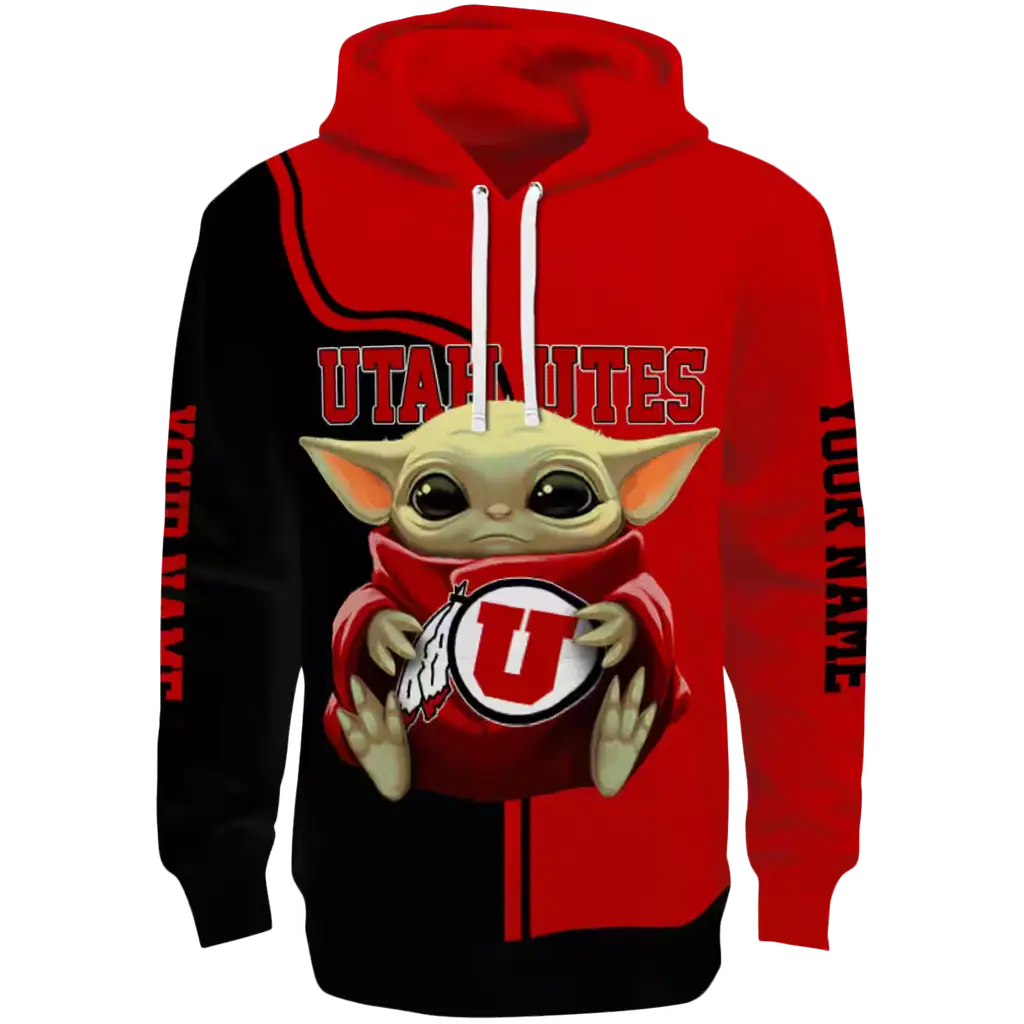customized utah utes baby yoda red black hoodie best selling customized utah utes baby yoda red black hoodie best selling