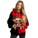 customized utah utes baby yoda red black hoodie best selling