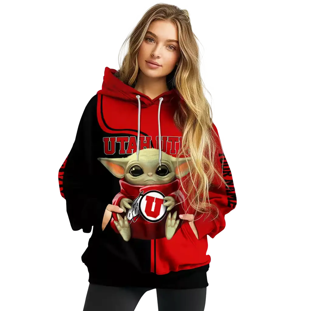 customized utah utes baby yoda red black hoodie high quality customized utah utes baby yoda red black hoodie high quality