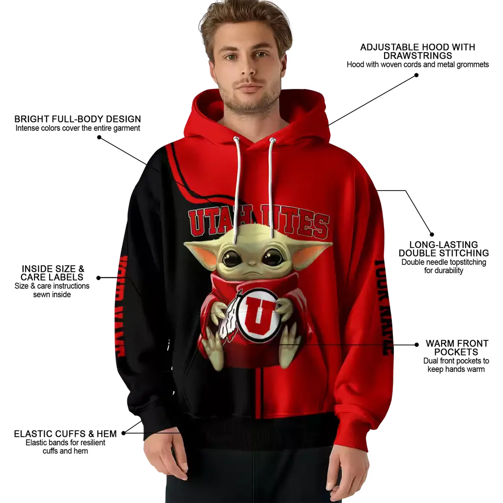 customized utah utes baby yoda red black hoodie latest model customized utah utes baby yoda red black hoodie latest model