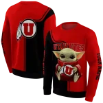 customized utah utes baby yoda red black hoodie best selling