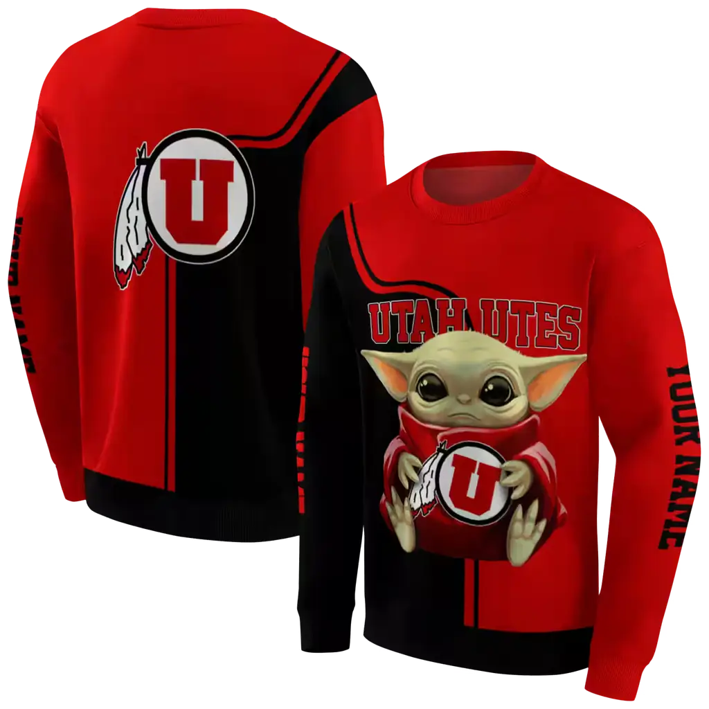 customized utah utes baby yoda red black hoodie premium grade customized utah utes baby yoda red black hoodie premium grade