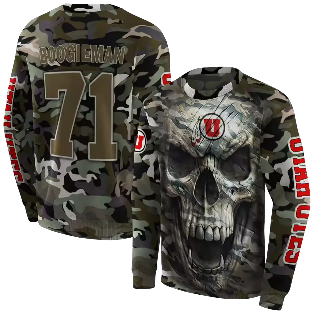 customized utah utes camo skull hoodie premium grade customized utah utes camo skull hoodie premium grade