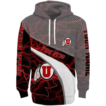 customized utah utes hexagonal mesh red black gray hoodie best selling
