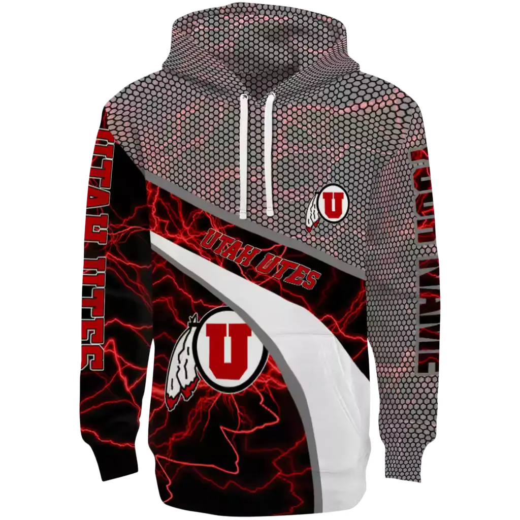 customized utah utes hexagonal mesh red black gray hoodie best selling customized utah utes hexagonal mesh red black gray hoodie best selling