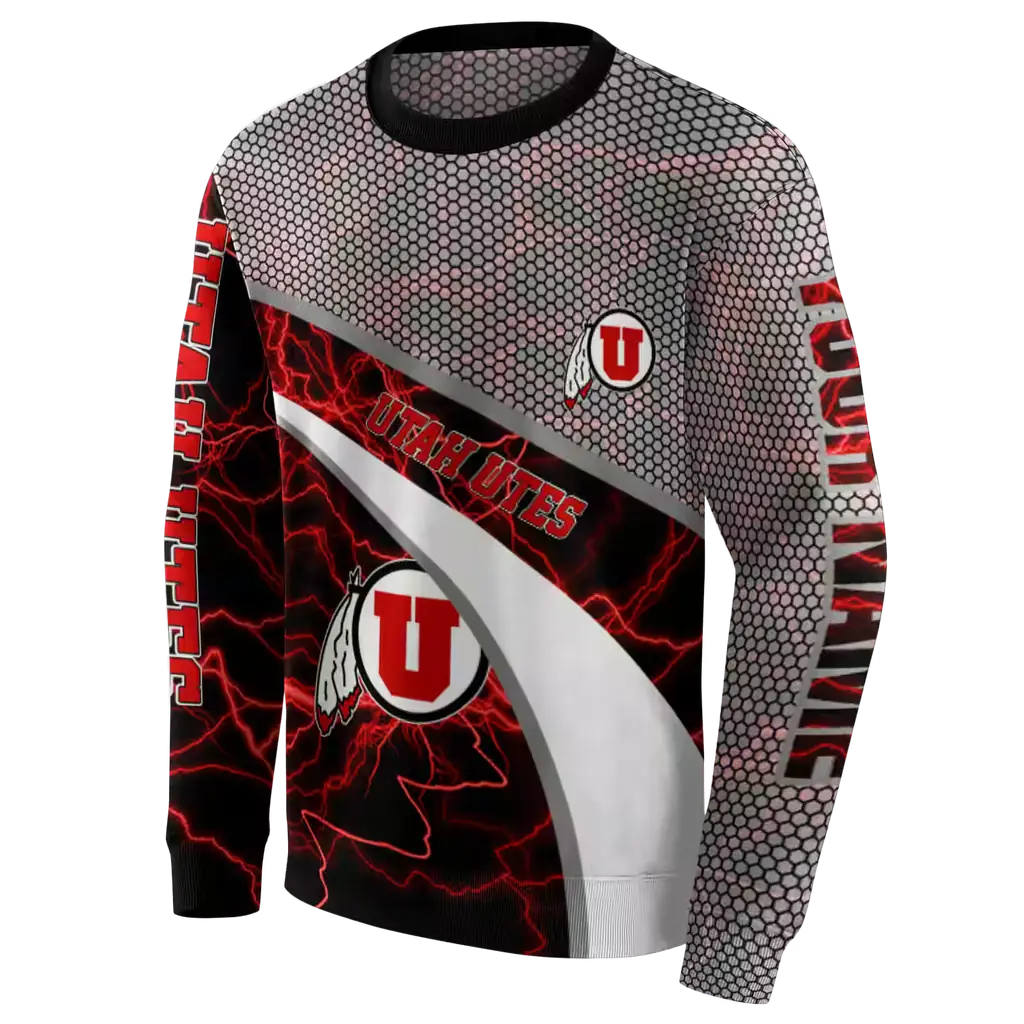 customized utah utes hexagonal mesh red black gray hoodie new arrival customized utah utes hexagonal mesh red black gray hoodie new arrival