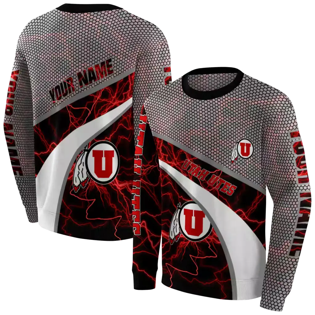 customized utah utes hexagonal mesh red black gray hoodie premium grade customized utah utes hexagonal mesh red black gray hoodie premium grade