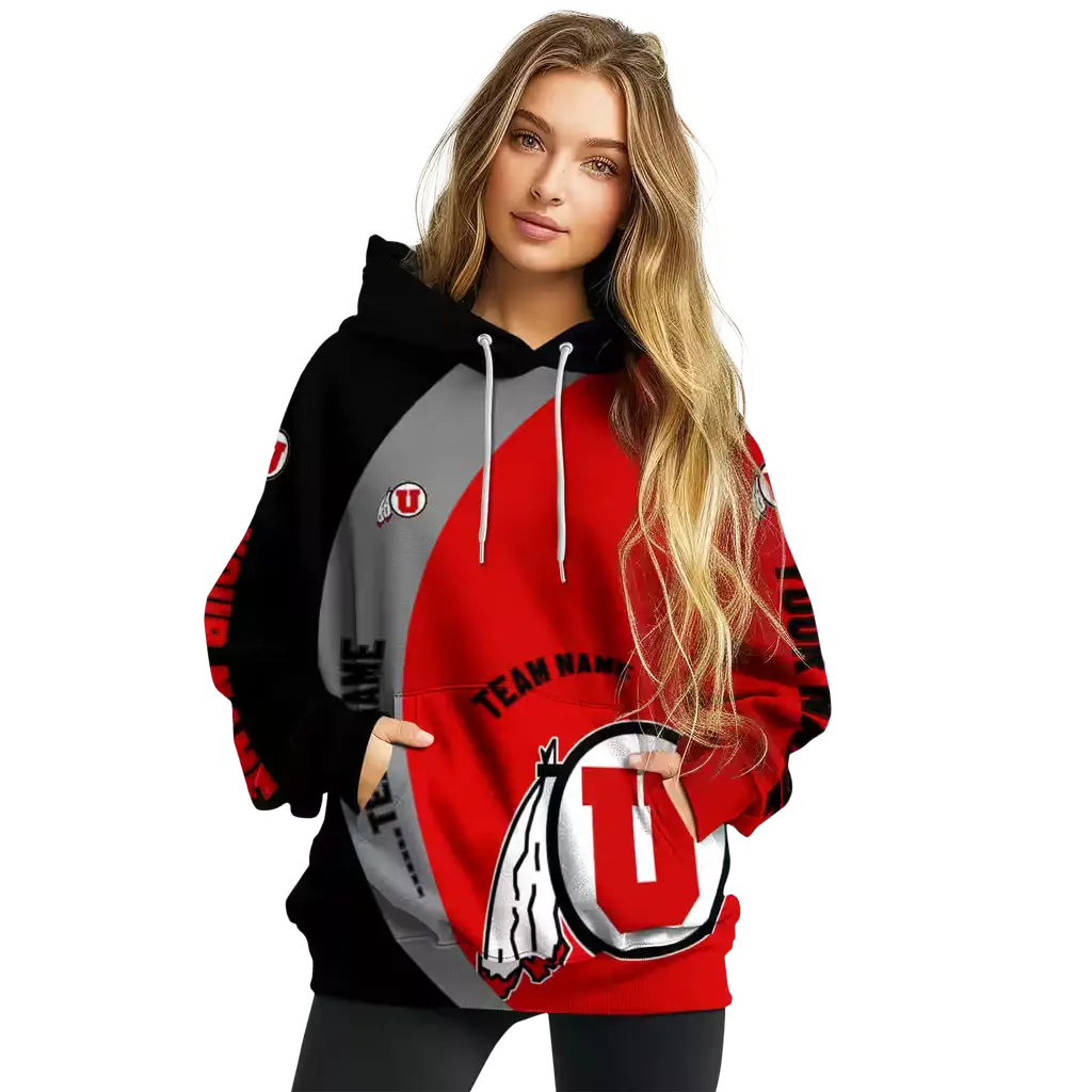 customized utah utes minimalist design red black hoodie high quality customized utah utes minimalist design red black hoodie high quality