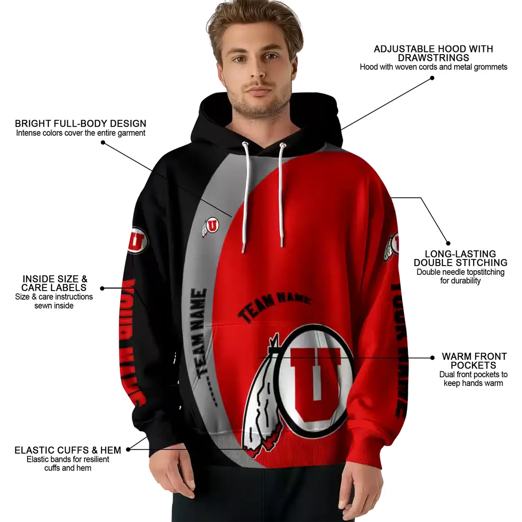 customized utah utes minimalist design red black hoodie latest model customized utah utes minimalist design red black hoodie latest model