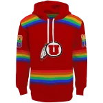 customized utah utes rainbow stripes red hoodie best selling