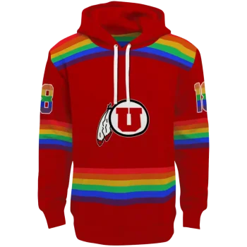 customized utah utes rainbow stripes red hoodie best selling
